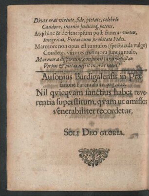 Ausonius Burdigalensis in Praefatione Parentalium pag, 222.