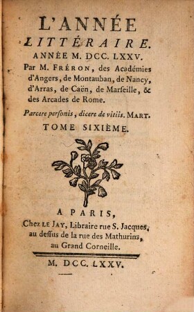 L' année littéraire. 1775,6