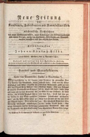 45tes Stück. Weimar, den 8. November 1800.