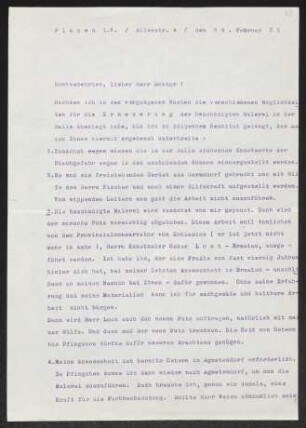 Brief von Hannes M. Avenarius an Gerhart Hauptmann