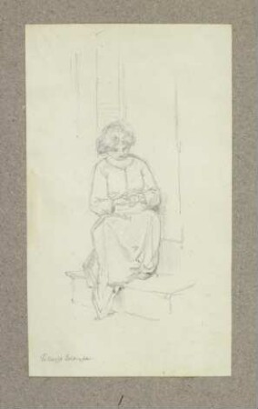 Mädchen, in Venedig auf einer Treppe sitzend