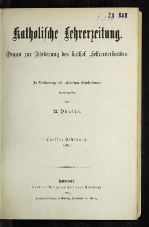 5: Katholische Lehrerzeitung - 5.1894