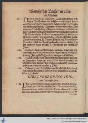 Libri Peregrino Idiomate conscripti.