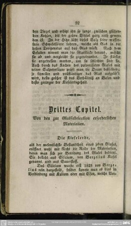 Drittes Capitel. Von den zur Glasfabrication erforderlichen Materialien