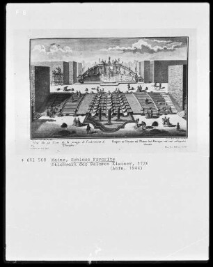 Mainz, Stichwerk zum Schloss Favorite: Gartenanlage mit Wasserspielen