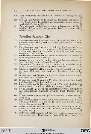 Porzellan, Fayence, Glas (Nr. 622-652)