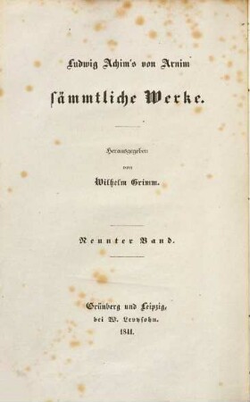 Ludwig Achim's von Arnim sämmtliche Werke, 9. Novellen ; 3