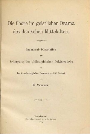 Die Chöre im geistlichen Drama des deutschen Mittelalters