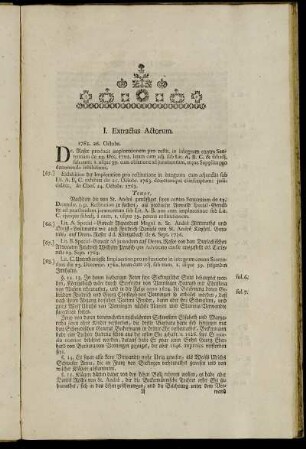 [I. Vollständiger Extract der Cammeral-Acten.]