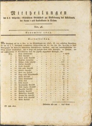Mittheilungen. Nro. 46. November 1823.