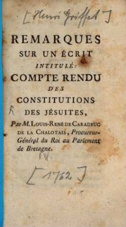 Second compte rendu, sur l'appel comme d'abus des constitutions des Jesuites