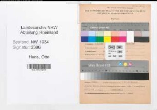 Entnazifizierung Otto Hens , geb. 05.05.1914 (Unteroffizier)
