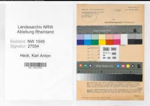 Entnazifizierung Karl Anton Heck , geb. 18.05.1888 (Studienrat)