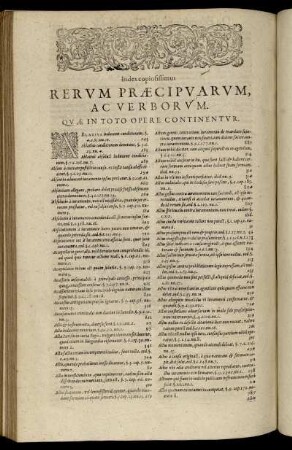 Index copiosissimus Rerum Præcipuarum, Ac Verborum.