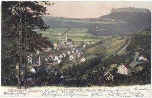 Königstein/Sächs. Schweiz. Königstein mit Lilienstein, kolorierte Ansichtskarte