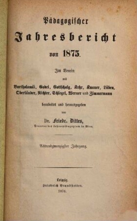 Pädagogischer Jahresbericht : von ..., 28. 1875 (1876)