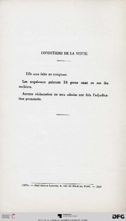 Conditions de la vente