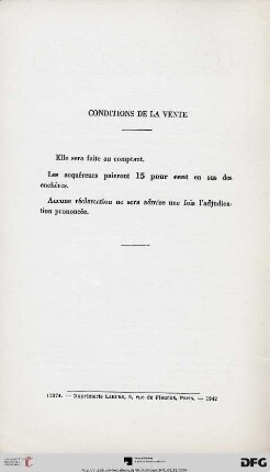 Conditions de la vente