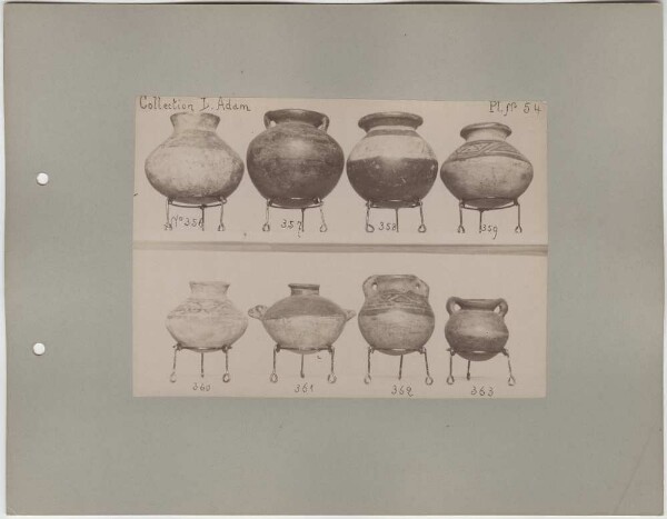 Eight clay vessels. Collection L. Adam