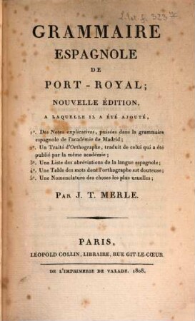Grammaire espagnole de Port-Royal