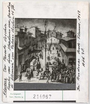 Florenz: Mercato Vecchio. Fresko von Luca Stradano im Palazzo Vecchio