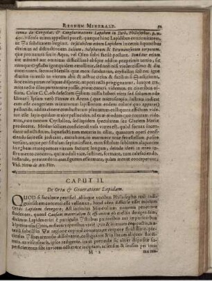 Caput II. De Ortu & Generatione Lapidum.