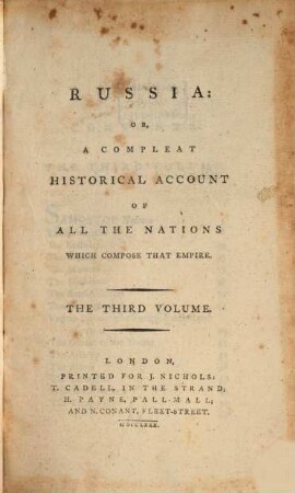 Russia : or, A compleat historical account of all the nations which compose that empire, 3 (1780)