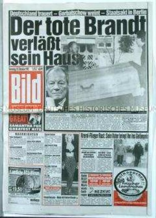 Tageszeitung "Bild" zum Tod von Willy Brandt