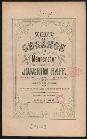 H. 2: Zehn Gesänge für Männerchor op. 195
