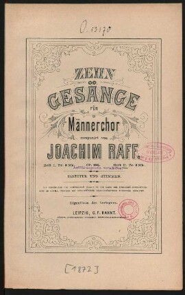 H. 2: Zehn Gesänge für Männerchor op. 195