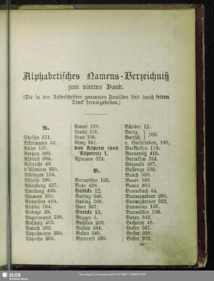 Alphabetisches Namens-Verzeichniß zum vierten Band