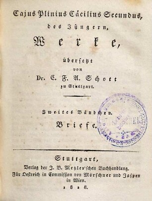 Caius Plinius Cäcilius Secundus, des Jüngern Werke, 2. Briefe