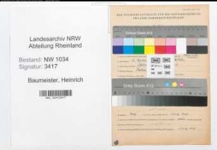 Entnazifizierung Heinrich Baumeister , geb. 06.09.1910 (Hauptmann)