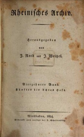 Rheinisches Archiv für Geschichte und Litteratur. 14. 1814