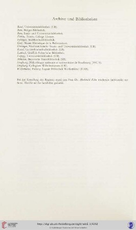 Archive und Bibliotheken