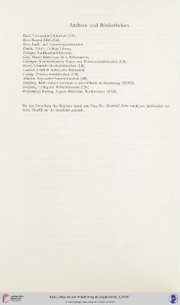 Archive und Bibliotheken