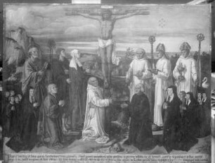 Christus am Kreuz mit Heiligen des Kartäuserordens mit dem Stifter Petrus Blomevenna