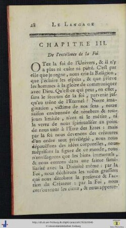 Chap. III. De l’excellence de la Foi