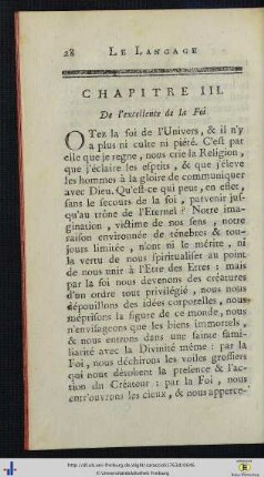 Chap. III. De l’excellence de la Foi