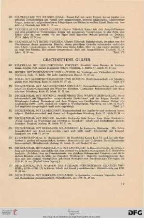 Geschnittene Gläser (Nr. 267-315)