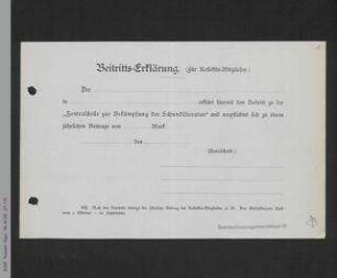 Beitrittserklärung der Zentralstelle zur Bekämpfung der Schundliteratur