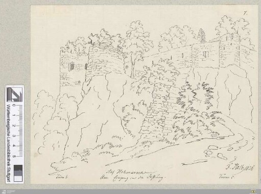 Auf Hohenurach am Eingang in die Festung : Turm b, Turm c