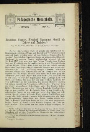 Rousseaus Gegner, Hyazinth Sigismund Gerdil als Lehrer und Erzieher