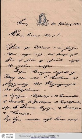 Brief vom 31.10.1885