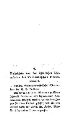 Nachrichten von den öffentlichen Lehranstalten des Kurländischen Gouvernements : [7.]