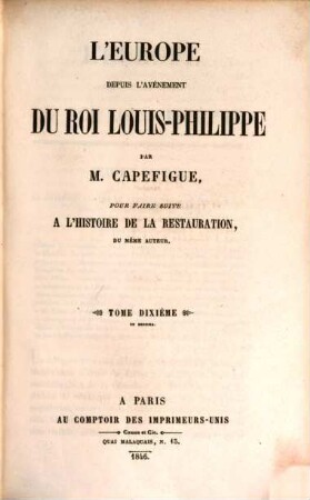 L'Europe depuis l'avénement du Roi Louis-Philippe. 10