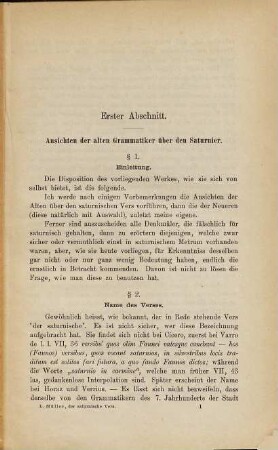 Der saturnische Vers und seine Denkmäler