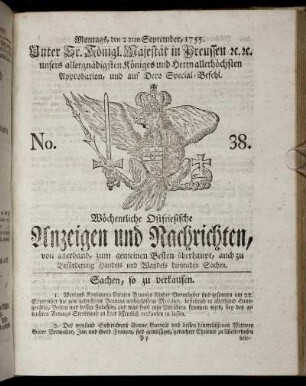 No. 38. Montags, den 22ten September, 1755.