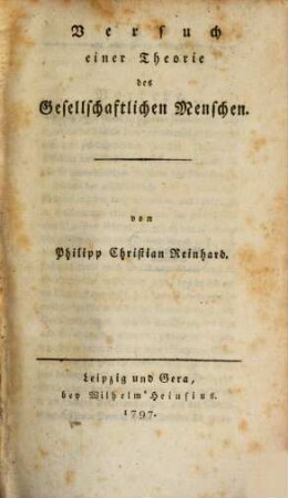 Versuch einer Theorie des Gesellschaftlichen Menschen