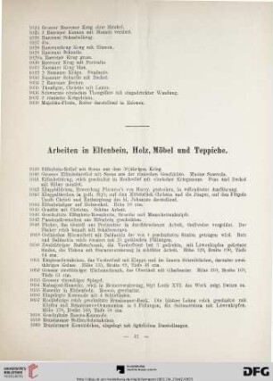 Arbeiten in Elfenbein, Holz, Möbel und Teppiche (Nr. 1039-1120)